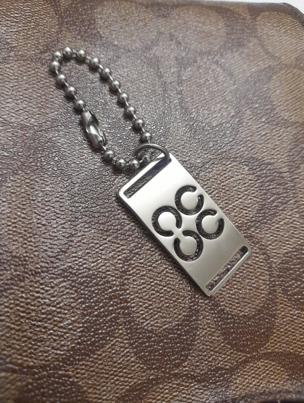 COACH Pendant Silver Tone Cutout Bag Charm Keychain